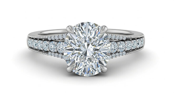 silver ring with diamonds isolated