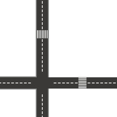 Horizontal asphalt road template. Winding road vector illustration. Seamless highway marking Isolated on background.  