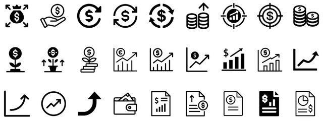 Profit Set of Web Icons | Financial, Money & Growth Icons for Dashboards and Reports