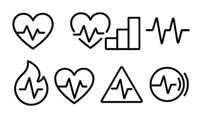 Heart Rate Zone Icons. Outline vector icons of heart rate zones visualization: zone 1 icon, zone 2, zone 3,