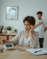Medical and Healthcare -  Couple Holding Chest Highlights Hidden Danger of Silent Hypertension