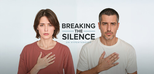 Medical and Healthcare -  Couple Holding Chest Highlights Hidden Danger of Silent Hypertension