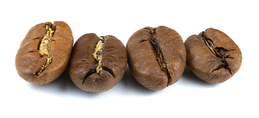 Roasted Coffee Beans Isolated on White Background