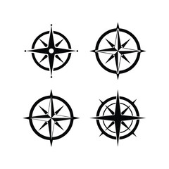 A set of compass silhouette vector art illustration