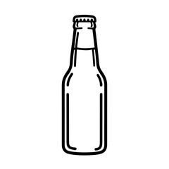 Minimalist outline of empty beer bottle, a clean graphic effect for image effects. Empty beer bottle shows minimalist design. With its graphic precision and simple representation,