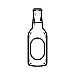 Isolated outline drawing of a beer bottle offers a minimalist image. Minimalist image contains clean design of bottle, conveying simplicity, and clarity, ideal for branding purposes.