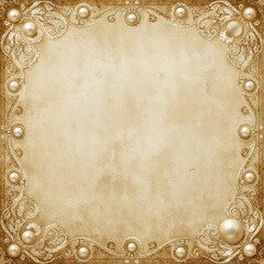 Ornate vintage border design with pearls on aged paper background  
