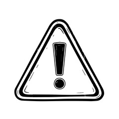 Danger sign illustrated with exclamation mark in triangle, isolated on white. Danger sign denotes hazard warning, attention, safety.