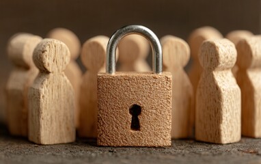 Wooden padlock protects group figures