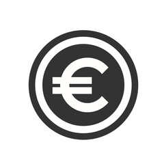 Flat vector illustration of a golden coin with a white euro sign – clean, minimal design perfect for European finance, banking, currency exchange, savings, and economic-related themes.