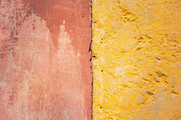 Weathered wall texture, two-tone red and yellow, two-color wall texture.