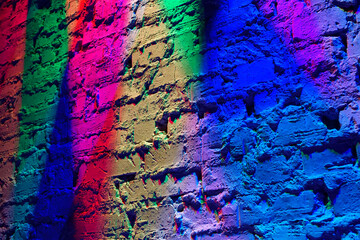 Real lighting from lamps of different colors. Play of colors, light and shadows