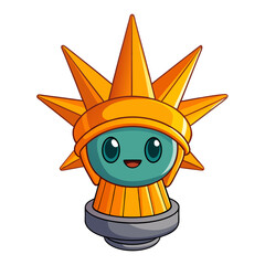 Cute cartoon sun creature with orange spikes and teal face character