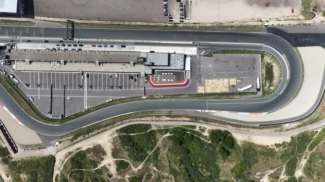 Race track Zandvoort, motorsports circuit in North Holland, The Netherlands. Aerial overview.
