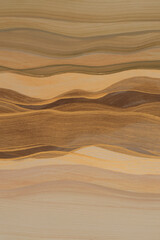 Art Oil, Acrylic wave line brush stroke smear blot painting. Abstract texture color stain background. Gold, brown, bronze, beige pastel tone.