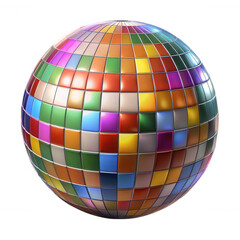 Obraz premium 3D Disco Ball with Colorful Reflective Tiles, Party Decor isolated on transparent background Remove png 
