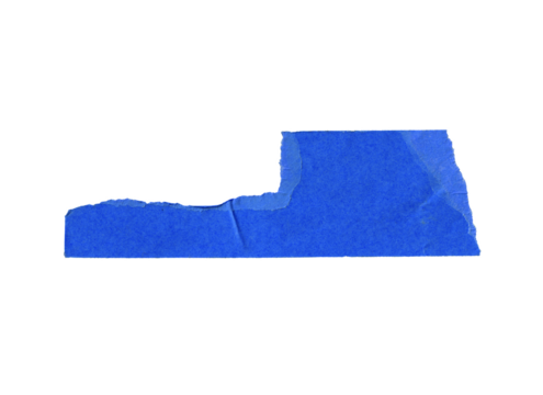 Torn Blue Paper Piece - Ripped Cardboard Texture Scrap, adhesive tape paper. wrinkle matte masking tape sticker, with transparent background