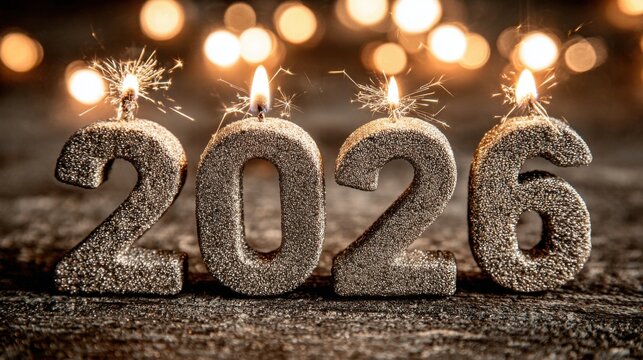 A set of candles with the numbers 2026 on them