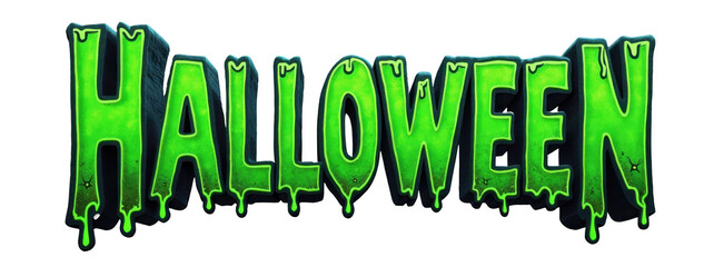 vibrant halloween themed graphic showcasing dripping green letters spelling halloween against a dark background, emphasizing the festive and spooky atmosphere of the holiday
