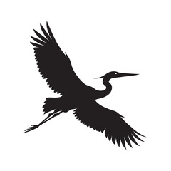 Elegant Heron Gliding At Sunset Silhouette