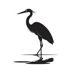 Heron Standing In Shallow Water Silhouette