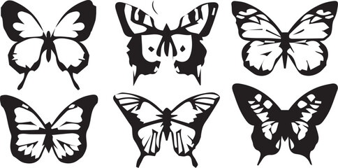 Butterfly Silhouettes Set – Elegant Flying Insects Clipart collection of butterflies