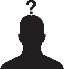 Mystery Man Silhouette – Question Mark Face Vector human head with question mark symbol