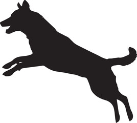 Jumping Dog Silhouette – Energetic Pet Animal Vector black silhouette of a dog