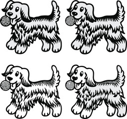 Cute Dog Silhouette Set – Cartoon Puppy Breed Clipart set of puppies