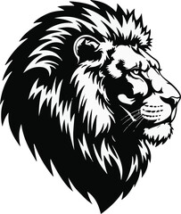 lion vector illustration Powerful Lion Head Silhouette – Bold Black Jungle King lion head mascot