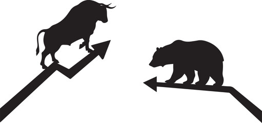 Bull and Bear Market Silhouettes – Financial Symbol Clipart"