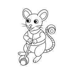 Printable Mouse Hopping On Marshmallows Outline