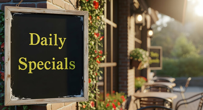 Charming Cafe Scene With Daily Specials Board Inviting Customers In