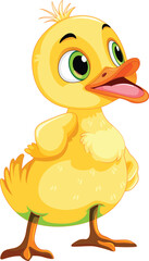 Adorable Cartoon Yellow Duck Character with Big Eyes for Kids and Educational Use, Children’s books, Preschool materials, Learning games, Animations or stickers, Vector Clipart for Preschool, Nursery