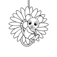 Obraz premium Printable Mouse Hanging From Daisy Stem Outline
