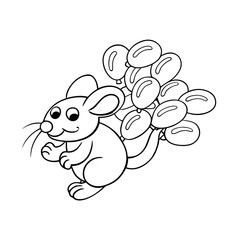 Printable Mouse Tossing Candy Outline