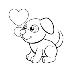 Naklejka premium Printable Puppy Blowing Heart Shapes Outline