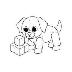 Printable Puppy Constructing Marshmallow House Outline