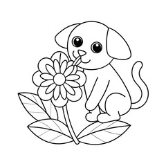 Obraz premium Printable Puppy Drinking Lemonade Outline