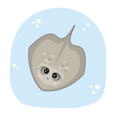 Stingray. Vector Illustration for printing, backgrounds, covers and packaging. Image can be used for greeting cards, posters, stickers and textile. Isolated on white background.
