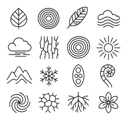Nature icons collection: simple designs, natural elements. environment and eco set