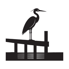 Heron Perched On Dock Post Silhouette