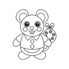 Obraz premium Printable Happy Mouse Baking Gifts Outline