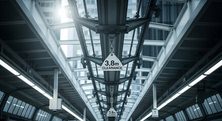 Obraz premium Architectural Infrastructure Underneath View Of Elevated Train Track System