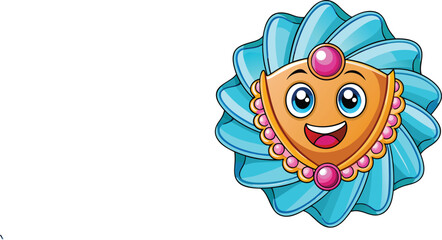 Jewelry polishing cloth with kawaii face and sparkling motion, cartoon care item vector on white background