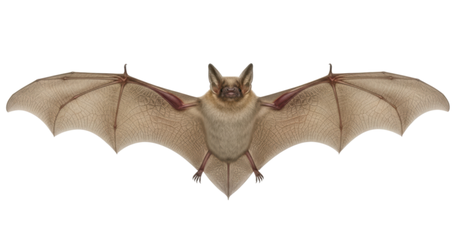 Isolated Bat with Open Wings