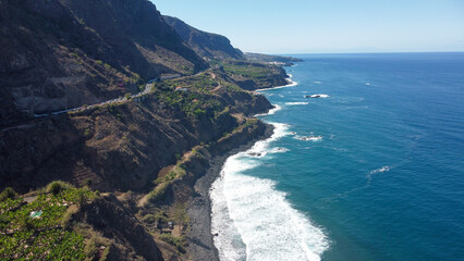 view from the top of the cliff over a stunning tenerife coastline