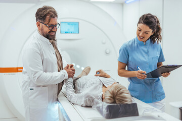 Medical Professionals Assisting Patient During MRI Scan in Modern Clinical Setting
