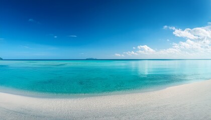 Fototapeta premium serene minimalist beach scene clear sky calm water white sand
