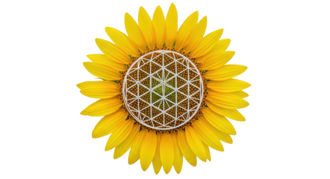 Isolated Sunflower with Geometric Design